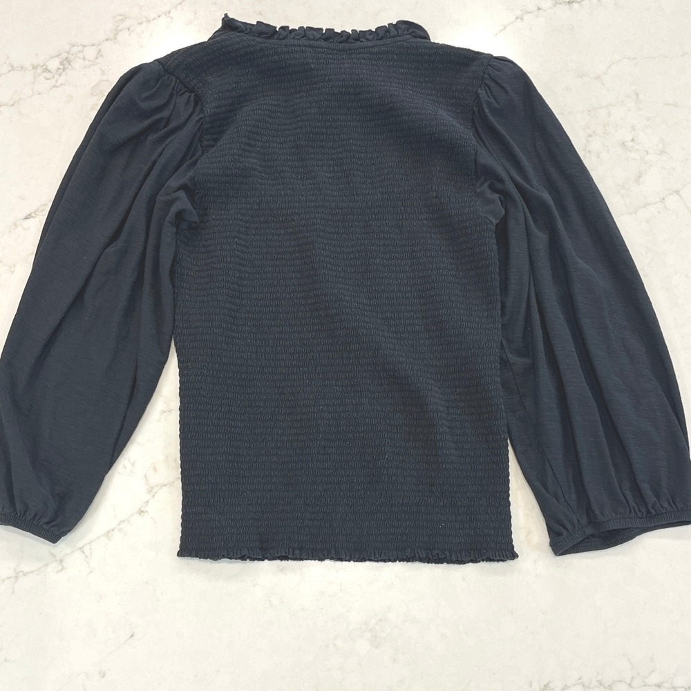 Nation LTD Abrielle Femme Cut-Out Top Womens M Black Smocked Puff 3/4 Sleeve - Picture 4 of 8